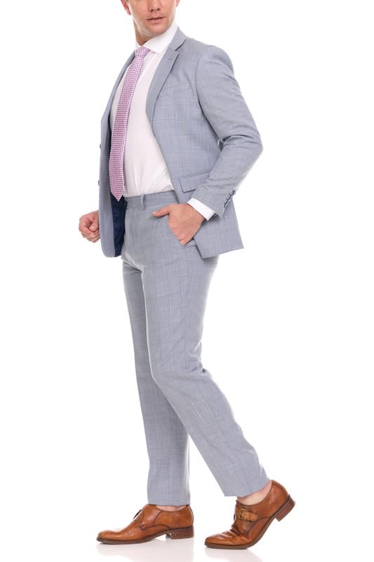 Adam Baker Men's Single Breasted Ultra Slim Fit 2-Piece (Jacket, Trousers) Suit Set3