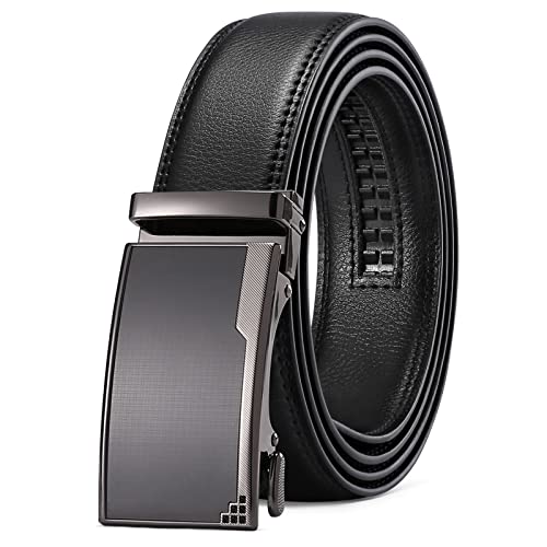 SENDEFN Men's Leather Belt Automatic Ratchet Buckle Slide Belt for Dress Casual Trim to Fit with Gift Box - image 1