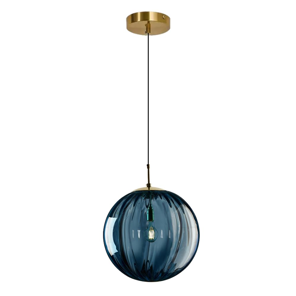 KXKLGWHN Simple Spherical Colored Glass Hanging Lamp Lampshade, E27 Screw Ceiling Pendant Light, Modern Industrial Style Chandelier, Living Room Bedroom Balcony Decoration Light Fixtures