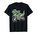 Funny Dirt Bike For Men Boys Kids Dinosaur Motorcycle Riding T-Shirt