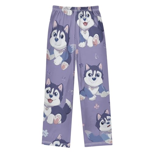 Lovely Husky Boys Long Pants Soft Trousers Elastic Waist Kids Lounge Bottoms with Pockets S-XL2