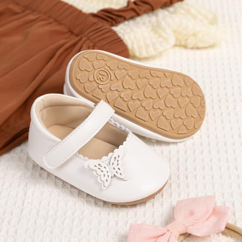 Image of Meckior Infant Baby Girl Sandals Soft Non-Slip Rubber Sole Handmade Princess Wedding Dress Shoes Toddler First Walkers