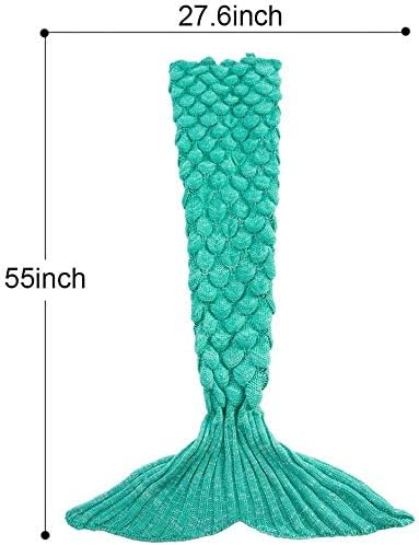AOSUCO Mermaid Tail Blanket for Girls Mermaid Sleeping Bag for Kids Handmade Knitted Mermaid Tail Blanket - Image 3