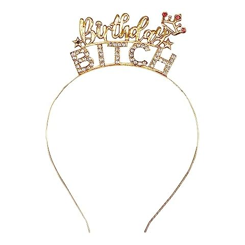 ALLY-MAGIC Gold Birthday Headband with Rhinestones Cover
