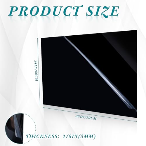 Image of Geetery 3 Pcs Black Acrylic Sheets 23.62 inch x 35.5 inch x 1 /8 inch Opaque Cast Rectangle Panel with Protective Paper Easy Cut Plastic Panel Display Acrylic Board for Sign Craft DIY Projects Painting Photography