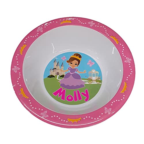 Childrens' Melamine Bowl - Princess Design - 53 Girls' Names Available (Molly)