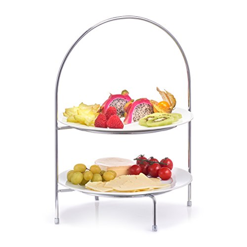 Teller Etagere, Serviergestell mit 2 Ebenen, verchromt, Metall