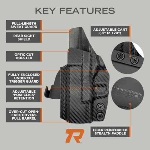 Rounded OWB Paddle Holster Fits: CZ Shadow 2 Holster - LH - Black Kydex - Concealment Express - American Made - Thumbnail 4