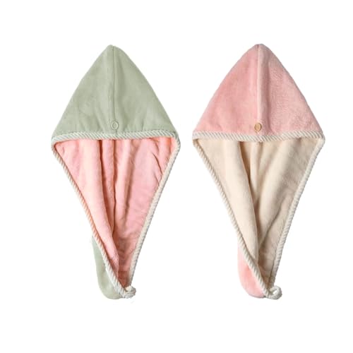 Meichoon Toalla de Secado para el Cabello 2PCS Toalla de Cabello Seco de Doble Capa Premium Ultra Absorbente No Pilling Costuras Suaves Cierre Seguro DK62 B
