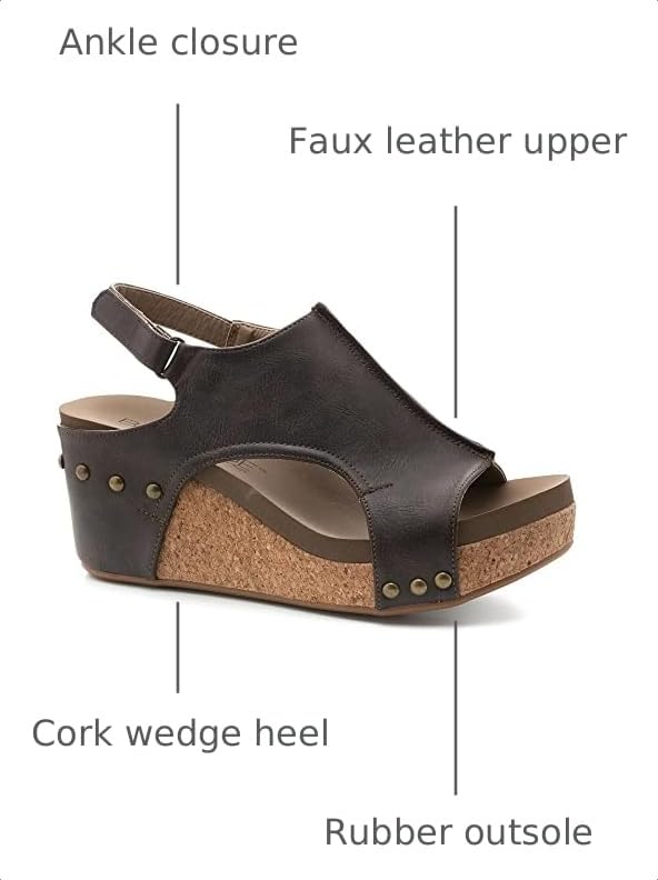 Image of Corkys Footwear Womens Carley Wedges, Featuring Corkys EVA Foam Cushioned Insoles, A 2.5 Inch Heel, Lightweight For All Day Wear, And Hook And Loop Closure