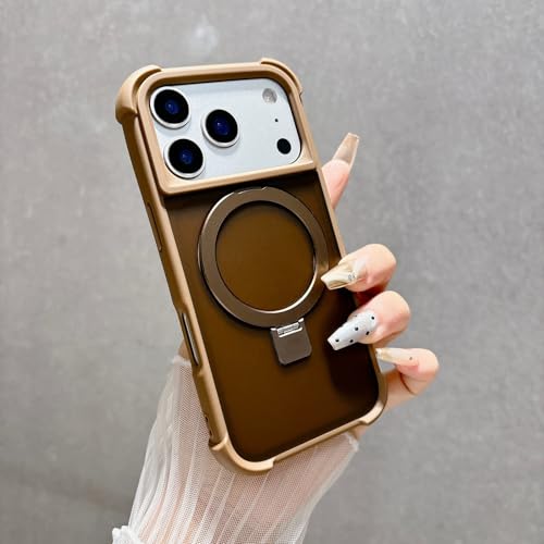 Coque rigide iPhone 17 Air doré désert en silicone premium avec son grand anneau magnétique