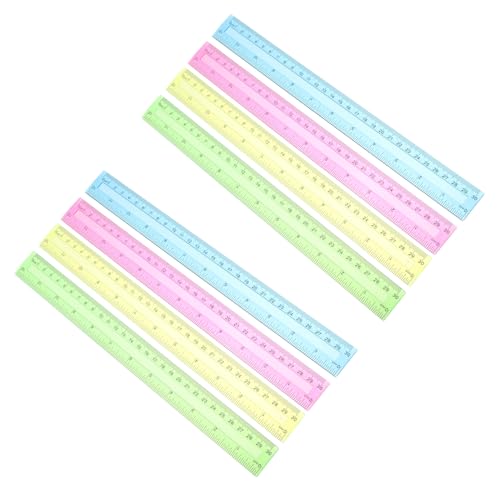 ZUNOXAZ 16個 透明色付き両面メジャースケール付きプラスチック直尺 学生向け軽量測定ツール 小学生高校生の学校用描画定規