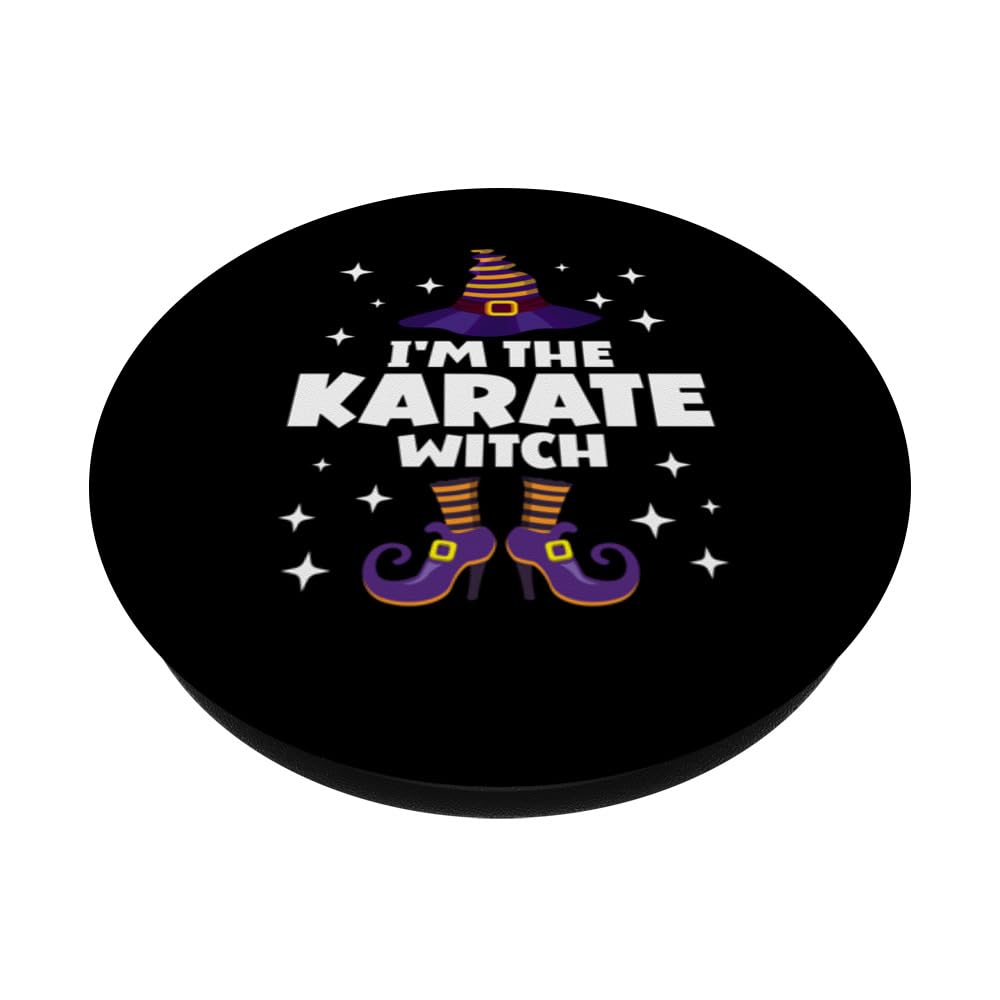 Funny Karate Witch Family Matching Halloween Martial Arts PopSockets Swappable PopGrip, Black - Image 2
