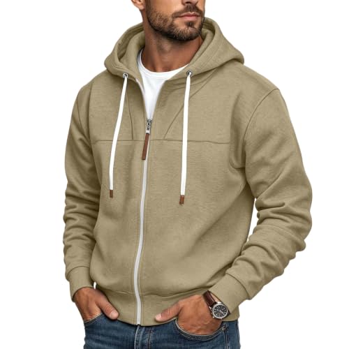 Mens Full Zip Hoodies Fashion Fleece Drawstring Hooded Sweatshirts Jackets - image 2
