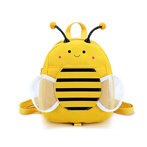 Lazeny Kinderrucksack Kindergarten Biene Backpack Cartoon Tier Kindergartenrucksack mit Anti Verloren Sicherheitsgurten Kleinkind Schule Taschen Kindertasche Schultaschen für Mädchen Jungen (Gelb)