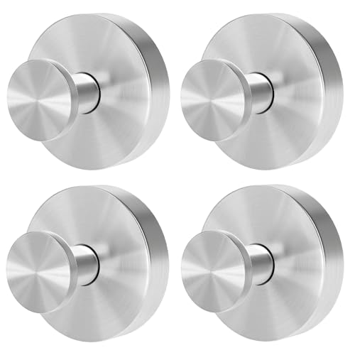 Suction Cup Hooks for Shower, Heavy Duty Towel Hooks for Walls No Damage, Modern Shower Suction Hooks for Kitchen Bathroom Wall, Glass, Mirror, Tile, Hanging Towels Robes, Brushed Nickel (4 Pack)