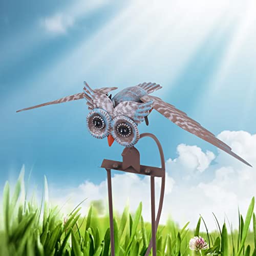 Flying Owl Garden Art Gifts - Wind Spinners Bird Pinwheels For Yard And Garden,Moving Owl For Scaring Birds,Life-Like-Garden Art-Bird Garden Patio Decoration (2Pcs) #TOP5