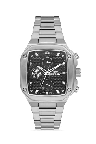 Image of Ferro Eterna Quartz Black Rectangle Dial Men's Watch - FM11485A-A2