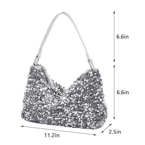 Womens Dazzling Clutch Handbag Purse Delicate Reversible Sequin Drawstring Shoulder Bag Large Capacity Tote Bag2