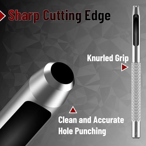 image for UNCO- Hollow Leather Hole Punch Set, 6 pcs, Steel, Leather Hole Punch 