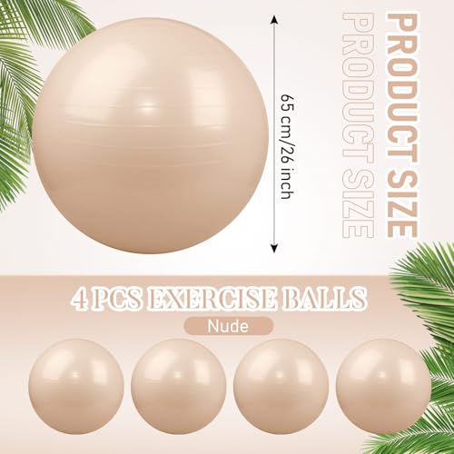 Image of Leyndo 4 Pcs 26 Inch Yoga Exercise Ball Pilates Pregnancy Birthing Fitness Ball with Quick Pump Anti Burst for Improved Posture, Balance, Yoga, Pilates, Training