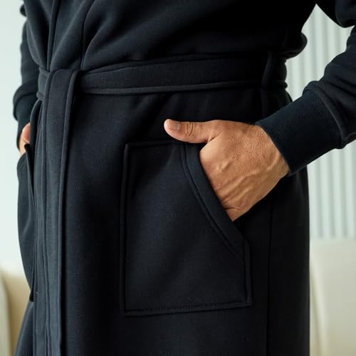 Image of Alexander Del Rossa Men's Long Sleeve Hooded Sweatshirt Robe, Mens Bathrobe