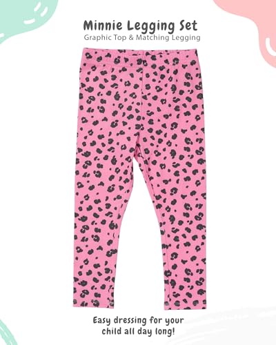 Image of Disney Minnie Mouse Toddler Girls Outfit, 2-Piece Ruffle Sleeve On Top T-Shirt and Stretchy Leggings Set