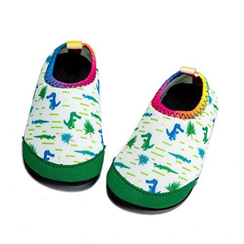 Panda Software Baby Boys Girls Water Shoes Infant Barefoot Quick -Dry Anti- Slip Aqua Sock for Beach Swim Pool Dinosaur/6.5-7 Toddler