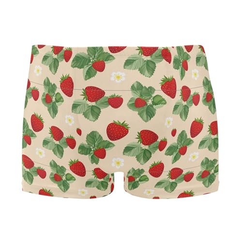 Strawberry Fruit Flowers Mens Swim Trunk Swimwear Bathing Suit Swim Brief Square Leg Board Short S B0405157