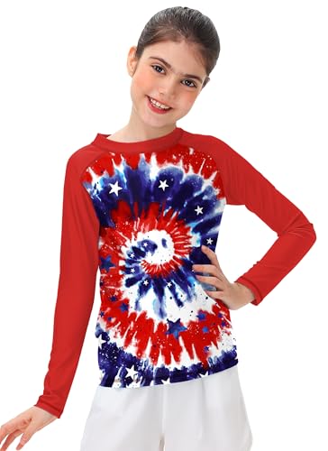Image of Remimi Unisex Kids Rash Guard Long Sleeve SPF 50+ Tie Dye Sun Shirt 3-12 Years