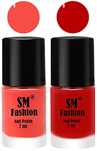 Image of Long Lasting Nail Polish | Nail Paint Combo 7 ml Each) - Set of 2 Coral-Red