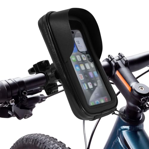 Bike Phone Holder Bag Waterproof Bike Handlebar Bag 360° Rotatable Bicycle Pouch Touch Screen Mobile Phone Holder Case Bike Phone Mount Holder Accessories for Phones Under 6.5inch(Handlebars,Black)