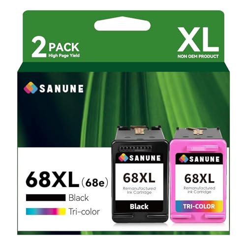 Image of 68XL Ink Cartridge Replacement for HP 68 Ink Cartridges Black /Color Combo Pack 68e Ink for HP Envy 6110e 6120e 6122e 6130e 6132e 6133e 6520e 6530e 6531e 6532e 6552e 6555e 6558e Printer (2-Pack)