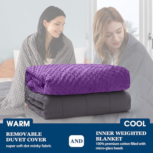 Image of yescool Weighted Blanket (15 lbs, 48 inch x 72 inch, Violet) Heavy Blanket for Sleeping Perfect for 140-160 lbs, Breathable Blanket with Premium Glass Bead, Machine Washable