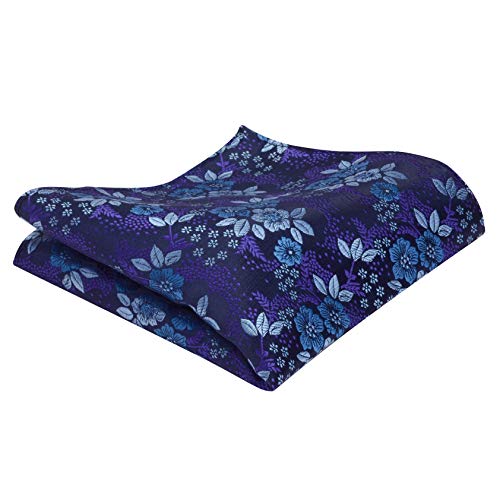 Image of GUSLESON Adjustable Plaid Floral 6 Clips Y Shape Suspenders Pre-tied Bow Tie and Pocket Square Set with Gift Box