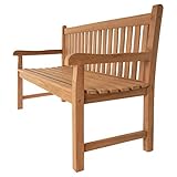 Divero 3-Sitzer Bank Holzbank Gartenbank Sitzbank zertifiziertes Teak-Holz behandelt hochwertig massiv - 2