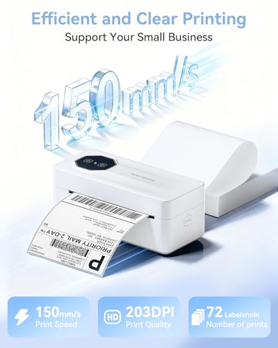 Image of TATTMUSE Bluetooth Thermal Shipping Label Printer, A646 Wireless 4x6 Label Printer for Small Business and Shipping Packages, Compatible with iPhone Android Windows Mac, Amazon, USPS, UPS, White