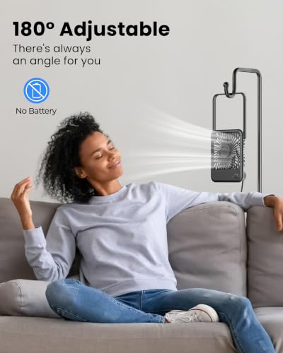 Image of Koonie USB Desk Fan, Strong Wind Ultra Quiet Small Personal Fan with 180 Tilt Folding and 3 Speeds Adjustable, USB-C Corded Powered Mini USB Fan for Office Desktop Bedroom, NO BATTERY | 180 Tilt Folding & 3 Speeds Adjustable, USB-C Corded Powered Personal Fan for Office Desktop Bedroom, Black, NO BATTERY