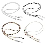 Ouligay 4Stück Brillenkette Damen Bunt Brillenketten für Damen Brillenkette Perlen Brillen Kette Lesebrillenbänder Glasses Chain Perlen Brillenband Eyeglass Chain für Brille Brillen Sonnenbrille Mask