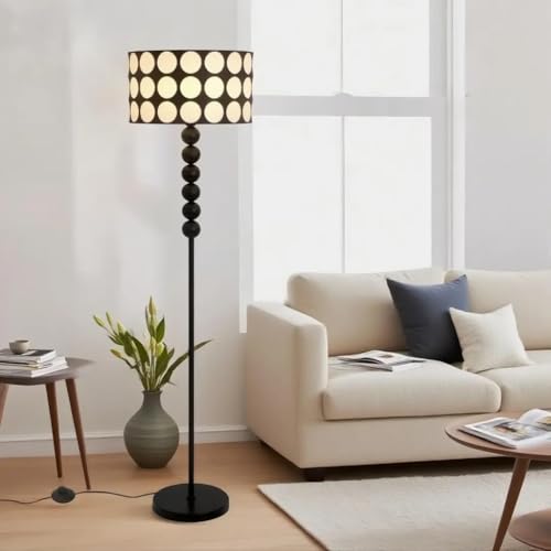 YLTLINK Black Floor Lamp,LED Corner Floor Lamps for Living Room, Modern Standing Light with Shade for Bedroom Office,Tall Reading Light Behind Sofa with Foot Switch, E26/E27 Base (Bulb Excluded)