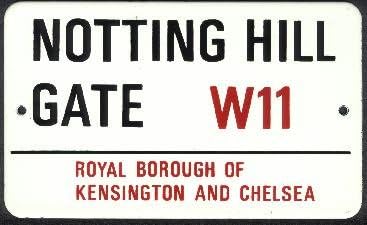 Notting Hill Gate Metal Sign, 3" x 5"