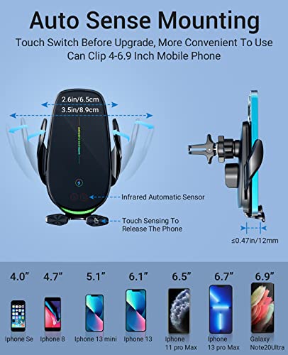 Wireless Car Charger,Memofo 15W Fast Car Phone Holder Mount Wireless Charging Auto-Clamping, For Iphone 14 13 12 11 Pro Max Xs, Samsung Galaxy S22 Ultra S21 S20, S10+ S9+ Note 9, Etc #TOP4