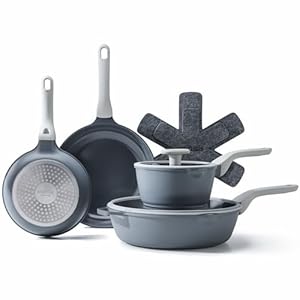 Nonstick Pots and Pans Set, Non Toxic Ceramic Nonstick Cookware Set, Nonstick Pan Skillet Set, Healthy nonstick frying pan set, PTFE PFOA & PFAS Free, Induction Compatible. (9PS-Set)
