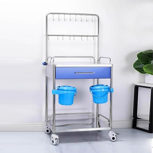 CLLXDZ Carro Cocina rodante de Metal de 2 Niveles, Carrito Auxiliar con Ruedas, Camarera con Ruedas, Adecuado for Laboratorio, Hospital, Dentista, Restaurante