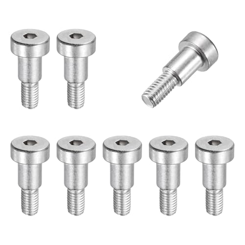 MECCANIXITY 8 Pcs 304 Stainless Steel Shoulder Bolt 8mm Shoulder Dia 10mm Shoulder Length M6x1 Thread Hex Socket Shoulder Bolts for Hydraulic Injection Molding Machinery Industries