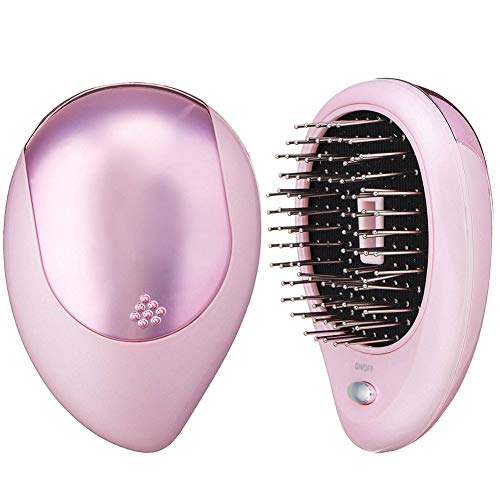 Portable Electric Ionic Hairbrush Takeout Mini Ion Hair Brush Comb Massage Small (Pink)