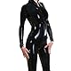 Kangxinsheng Schwarz Latex Catsuit für Dame,Handgefertigt Naturkautschuk Catsuit mit Frontreißverschluss,für Cosplay Kostüme-M