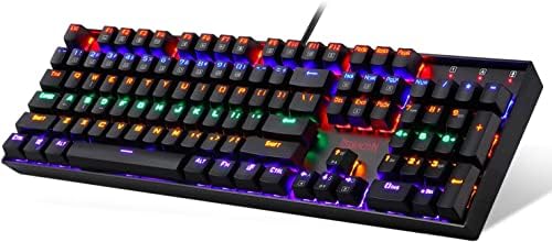 Redragon K551 Rainbow LED Backlit Mechanical Wired Gaming Keyboard with Numlock Keys for Windows PC (Red Switches)