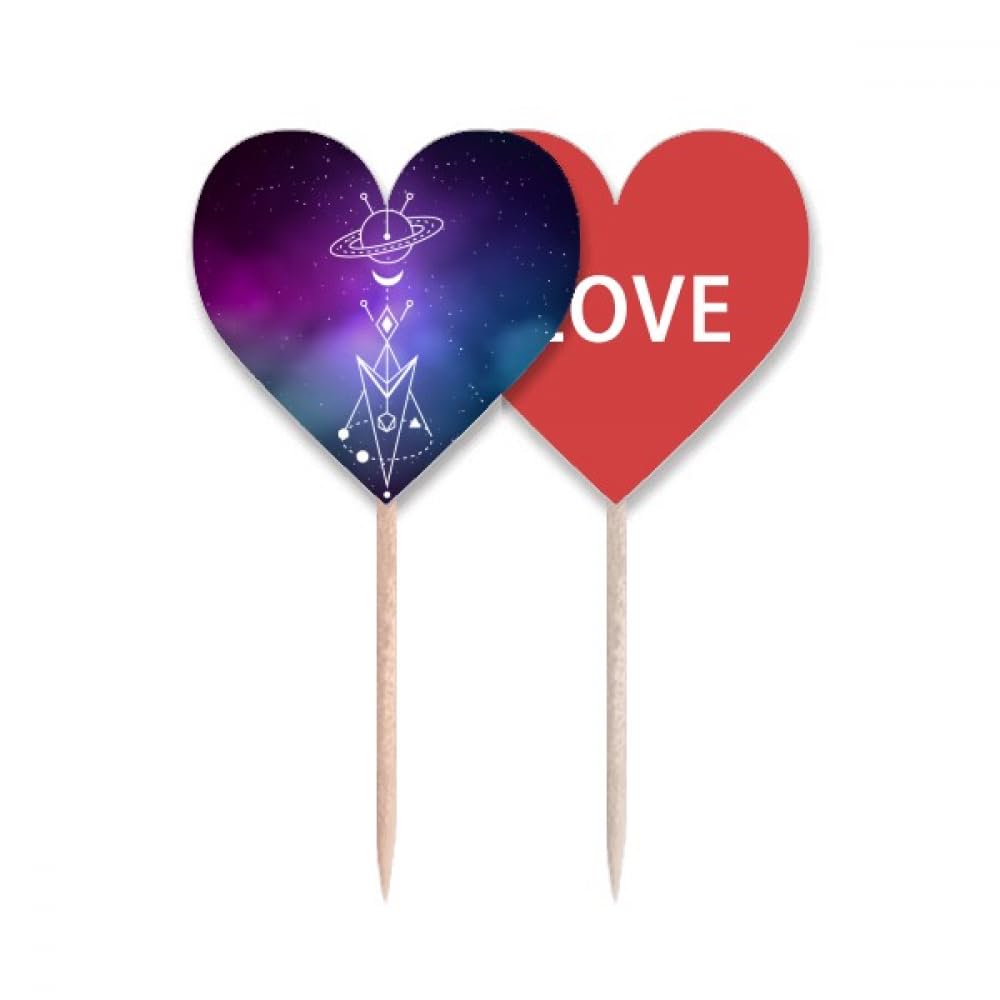 Drapeau amour cœur cupcake avec pic totem alien étoilé festif