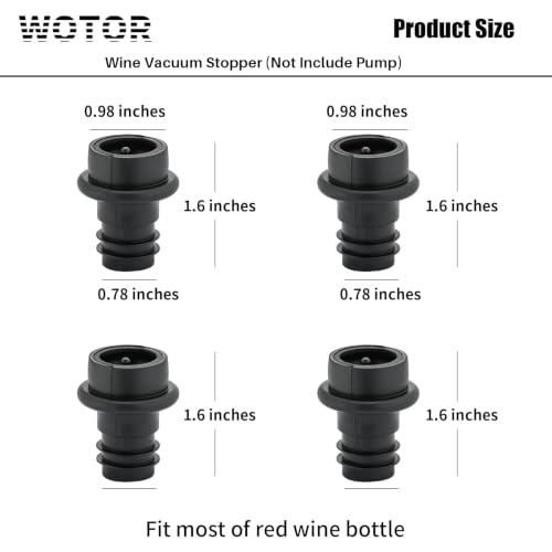 Image of WOTOR Wine Stoppers Vacuum, Silicone Wine Saver & Preserver, Reusable Bottle Sealer, Keep Fresh (Black, 12 Pieces) (Pack of 2)
